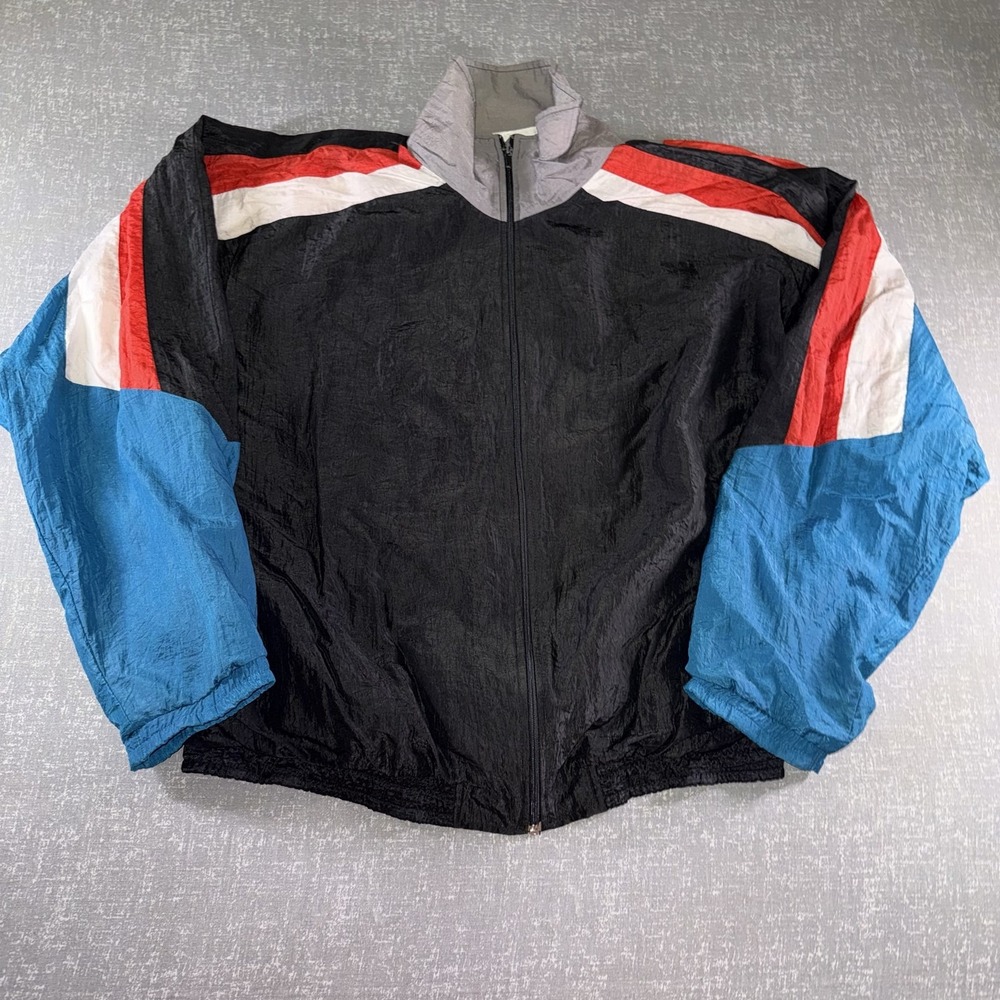 Vintage MacGregor Jacket Mens Large Black Blue Colorblock Zip Windbreaker 90s